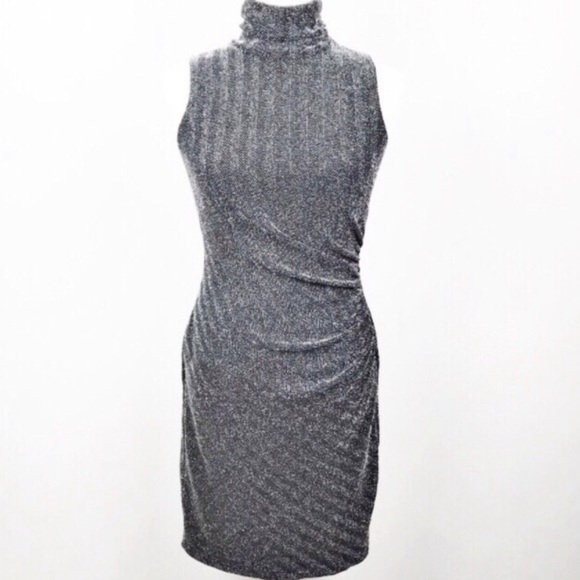 silver turtleneck dress